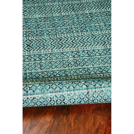 Homeroots 5 ft. 3 in. x 7 ft. 7 in. Teal Polypropylene Rug 375205